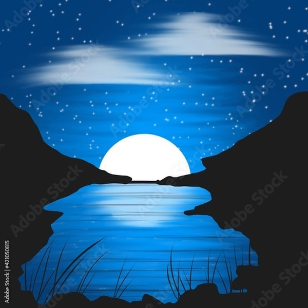 Obraz moon over the sea