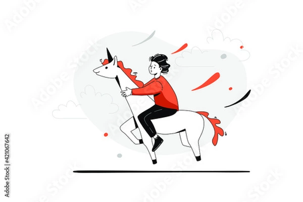 Fototapeta Startup Unicorn Vector Illustration concept. Flat illustration isolated on white background.