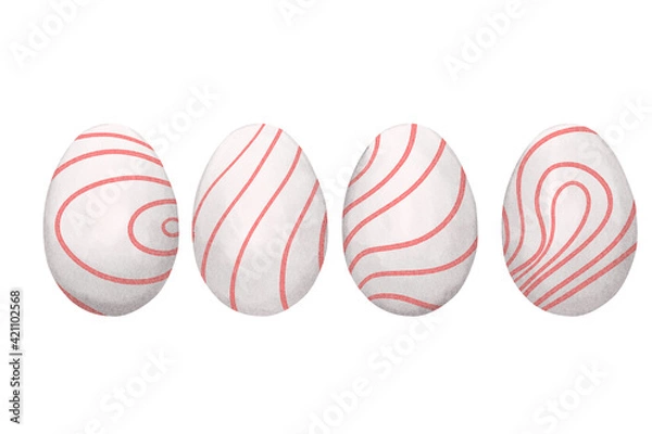 Obraz Watercolor Easter egg illustration on white background 