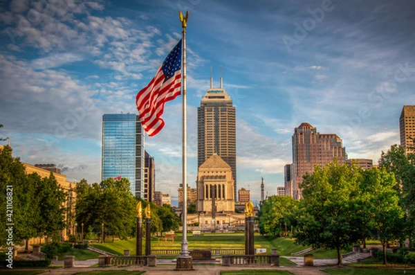 Fototapeta view of the monument building in the center of the city of the Indianapolis Indiana