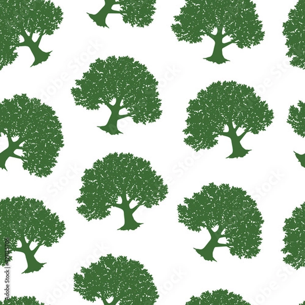Obraz Green tree. Eco design. Seamless pattern. Vector illustration.