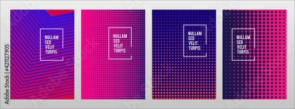 Fototapeta Design elements presentation template. Minimal banners black white background. Geometric halftone dot circle in square. Vector illustration EPS 10 for business card layout, covers report template