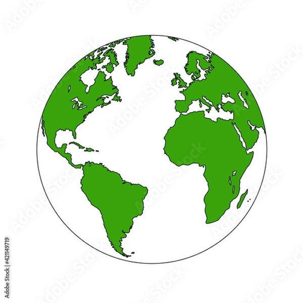 Obraz Globes of Earth. Realistic world map in globe shape with. Earth Map, isolated on white background. Globes web icon vector.