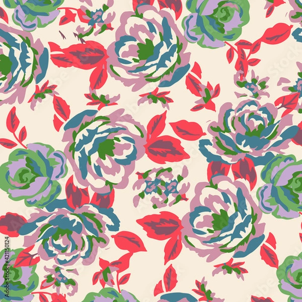 Obraz Floral seamless pattern. Hand drawn. For textile, wallpapers, print, wrapping paper. Vector stock illustration.