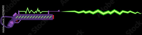 Fototapeta Vector illustration of a cartoon blaster. Energy weapons. the gun fires plasma. a beam from an alien weapon.