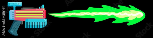 Fototapeta Vector illustration of a cartoon blaster. Energy weapons. the gun fires plasma. a beam from an alien weapon.