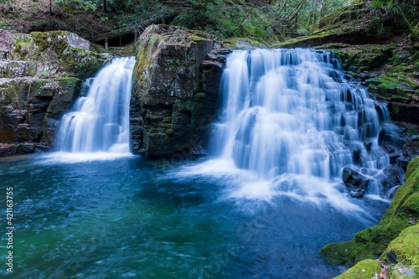 Obraz 三重県名張市　赤目四十八滝　早春の荷担滝