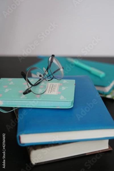 Fototapeta Glasses on a notebook