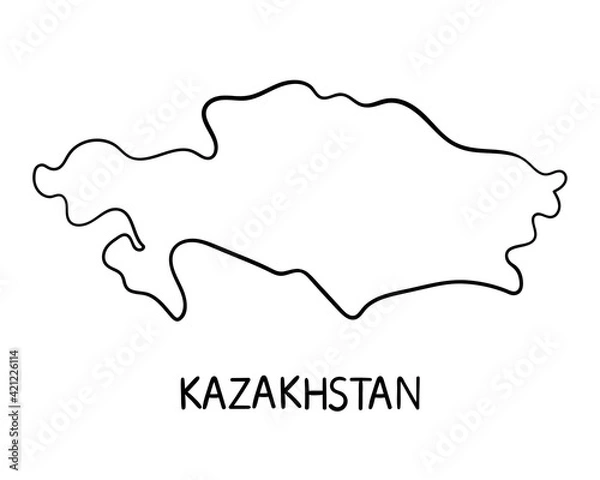 Fototapeta  Hand drawn Kazakhstan map illustration