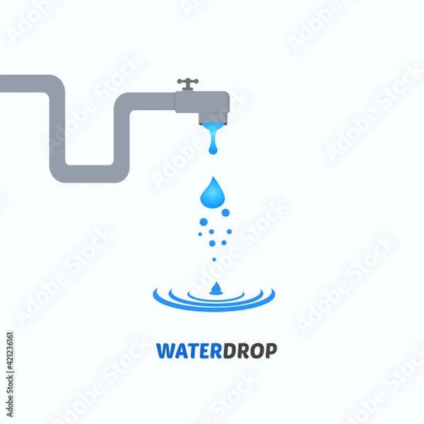 Fototapeta World water day, natural environment saving water drop concept with ecological background, vector art and illustration