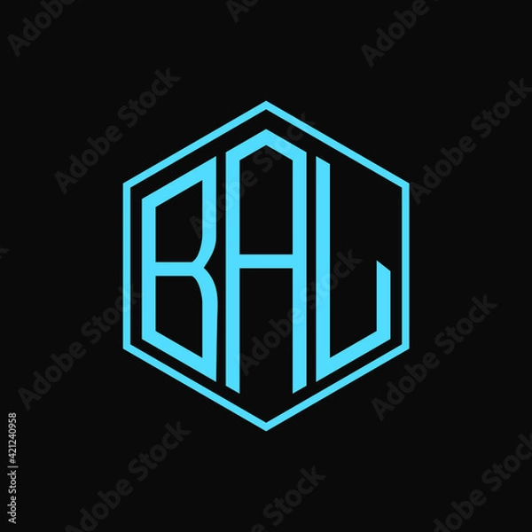 Obraz Bal poligon  logo design in black background/initial bal logo design.