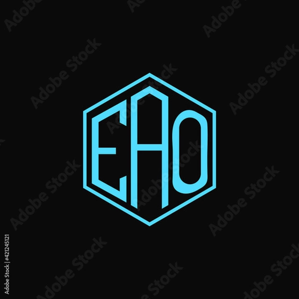 Fototapeta EAO polygon letter icon design on BLACK background.Creative letter
EAQ-E A O logo design. EAO initials Polygon Logo design.