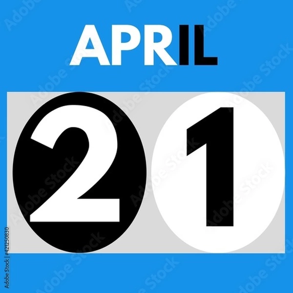 Fototapeta April 21 . Modern daily calendar icon .date ,day, month .calendar for the month of April