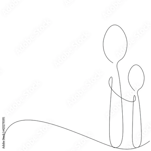 Obraz Spoons one line drawing vector illustration