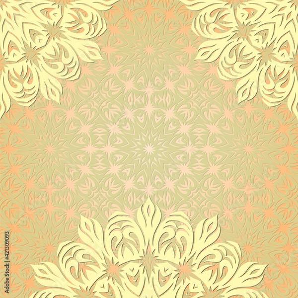 Fototapeta Mandala Background.Abstract floral Islamic design.Oriental floral ornament with mandala.
