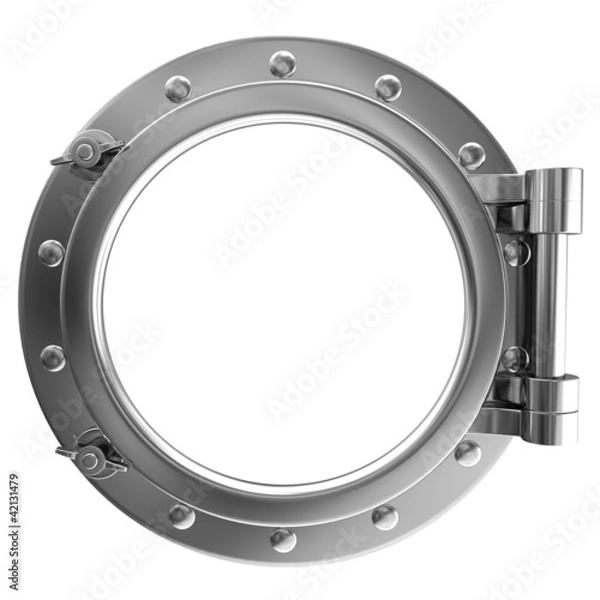 Fototapeta Illustration of a chrome ship porthole