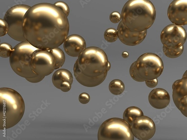 Fototapeta Golden glossy globes balls background