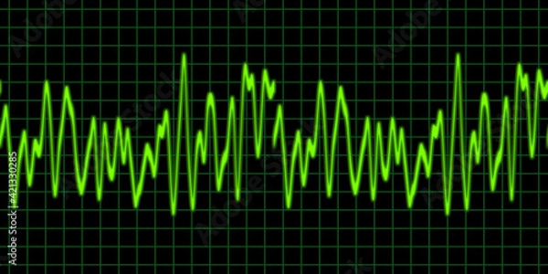 Fototapeta Sound waves oscillating glow light