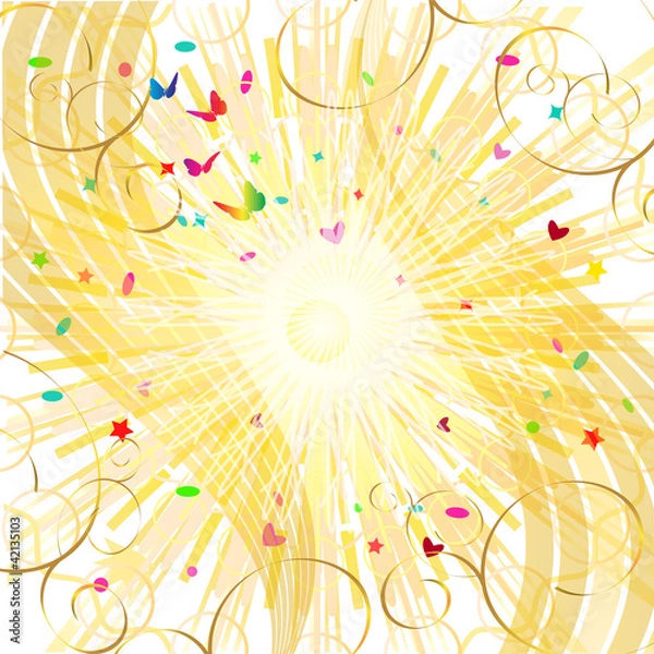 Obraz sunny background with butterflies