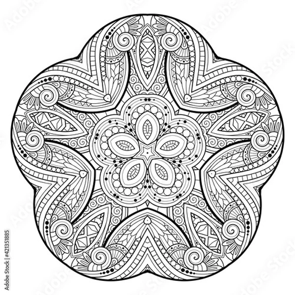 Fototapeta Vector Monochrome Star. Ethnic Decorative Element. Abstract Object Isolated On White Background