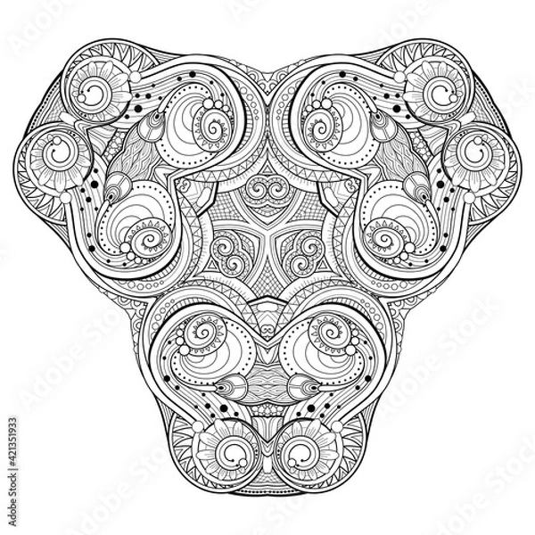 Fototapeta Vector Monochrome Triangle. Abstract Object Isolated On White Background. Ethnic Decorative Element
