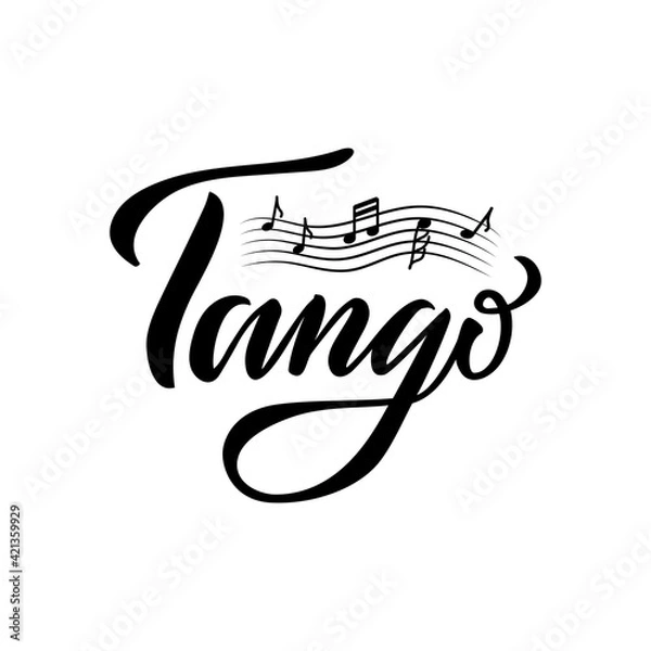 Fototapeta Vector illustration of tango isolated lettering for banner, poster, business card, dancing club advertisement, signage design. Creative handwritten text for the internet or print
