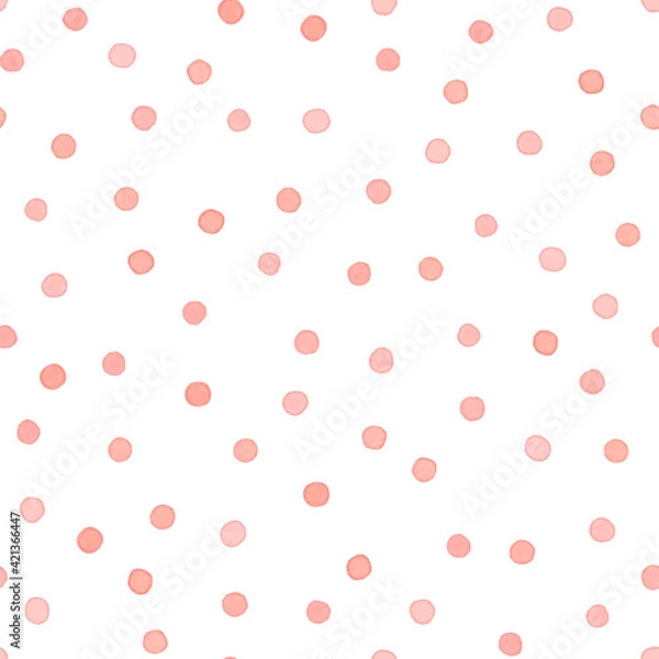 Obraz Seamless watercolor pattern with pink dots. 