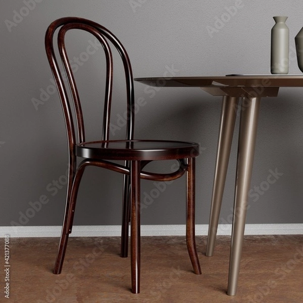 Fototapeta 
Environment for ecommerce with decorative frames with dining table with classic chairs modern ceramic vases.