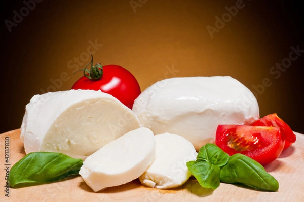 Fototapeta mozzarella, tomatoes and basil