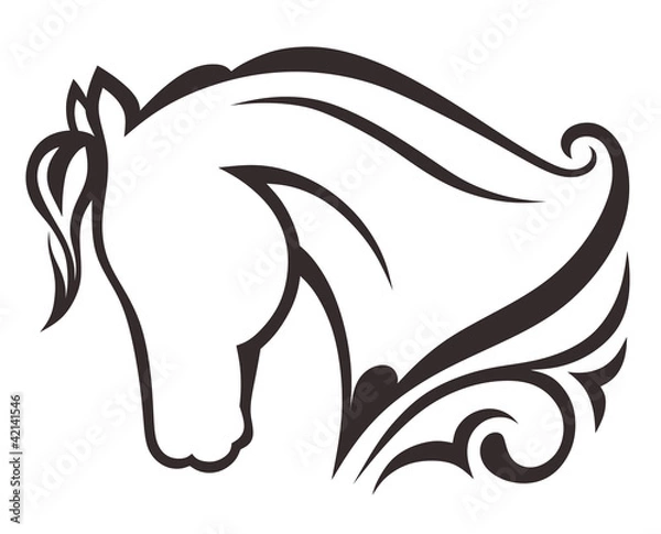 Fototapeta Silhouette black horse