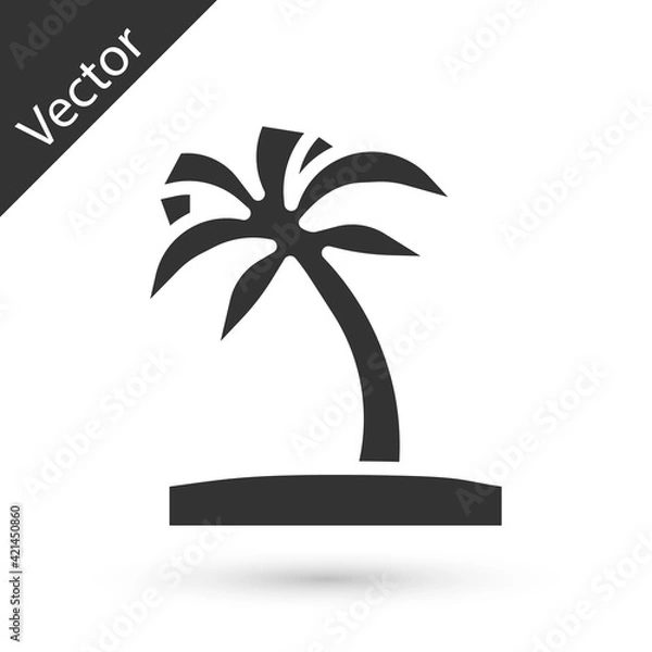 Fototapeta Grey Tropical palm tree icon isolated on white background. Coconut palm tree. Vector