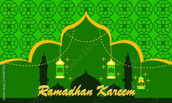 Obraz Ramadan Islamic background with green ornaments and distinctive colors