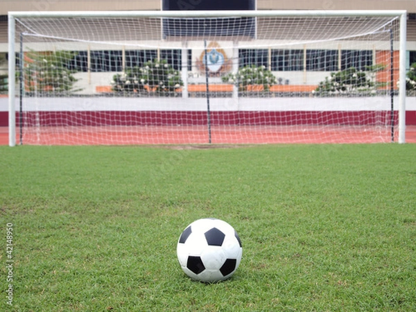 Fototapeta perspective of penalty spot of soccer field
