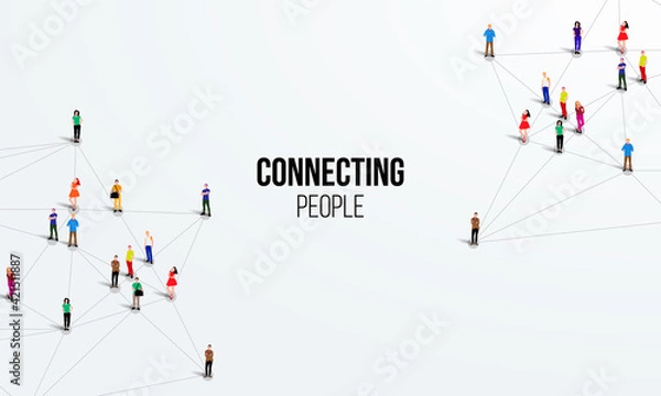 Fototapeta Connecting people. Social network concept. Bright background. Vector illustration