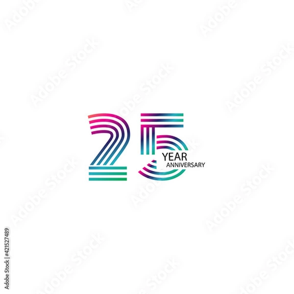 Obraz 25 Years Anniversary Celebration Rainbow Color Vector Template Design Illustration