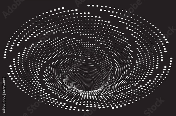 Fototapeta Tunnel or wormhole. Digital wireframe tunnel. 3D tunnel grid