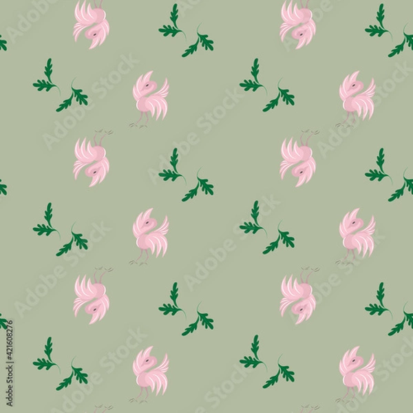Obraz Flamingo and leaves pattern
