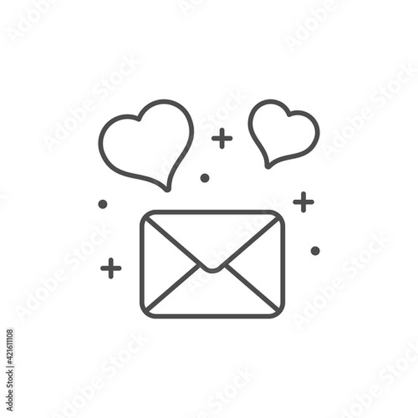 Fototapeta Romantic message line outline icon