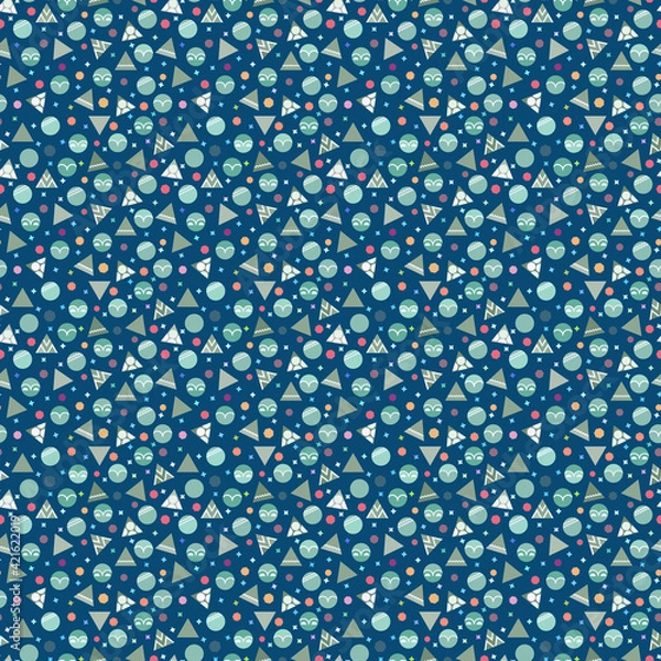 Fototapeta Seamless abstract geometric pattern. Randomly scattered geometric shapes. The background can be used for fabric, poster, invitations, business cards, website, postcards, wrapping paper. Modern simple 