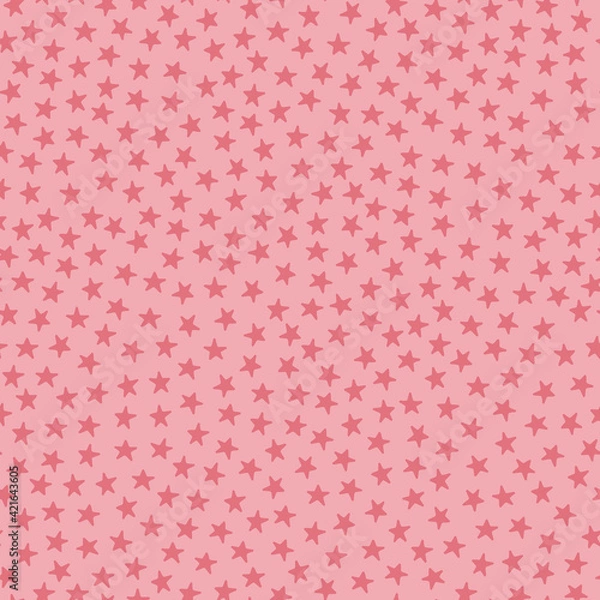 Fototapeta Pink Tossed Stars Seamless Vector Pattern Background