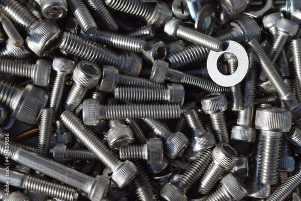 Fototapeta 各種のボルトとネジ類