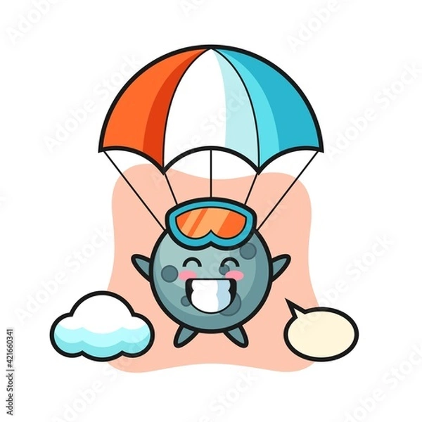 Obraz Asteroid mascot cartoon is skydiving with happy gesture