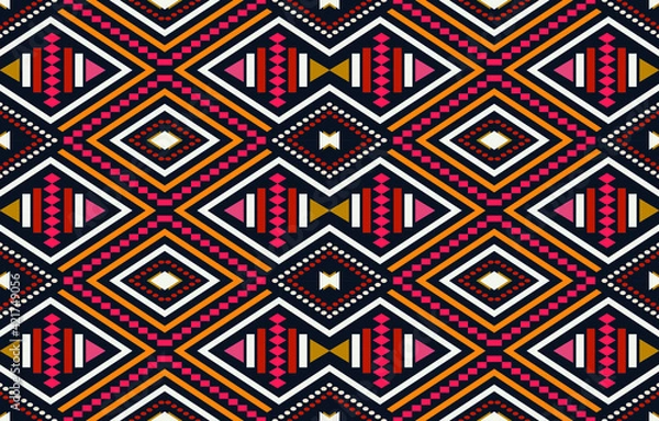 Fototapeta Geometric ethnic pattern traditional Design for background, carpet, wallpaper, clothing, wrapping, Batik, fabric, sarong, Embroidery vector illustration pattern.