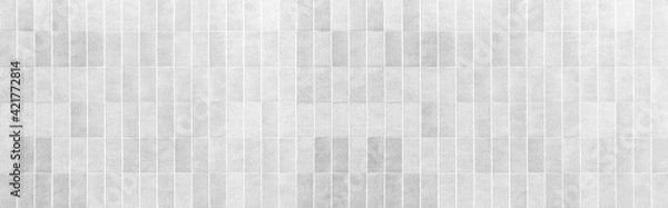 Fototapeta Panorama of Vintage white brick tile wall pattern and background seamless