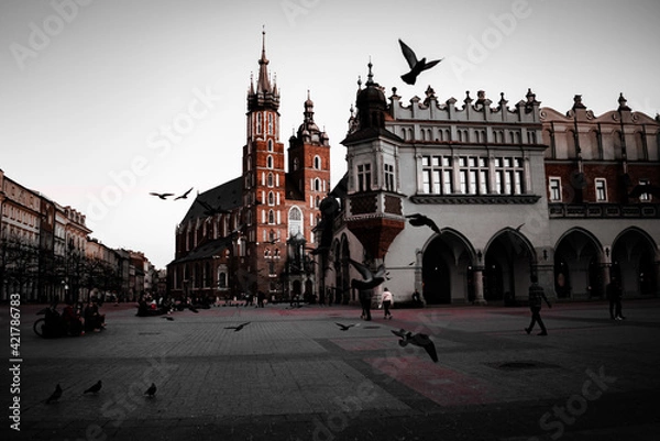 Fototapeta Cracow Market Square in the evening.