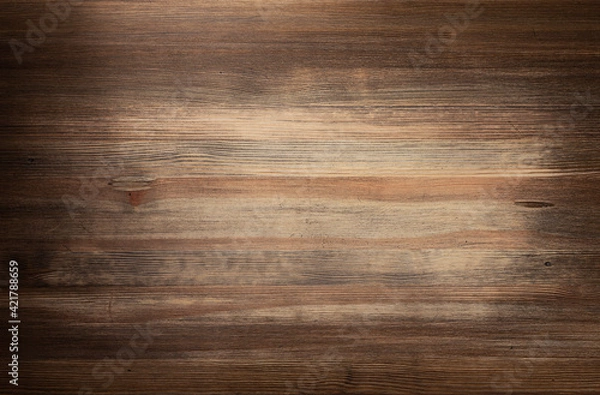 Fototapeta Aged wooden background of table or wall texture. Brown wood tabletop