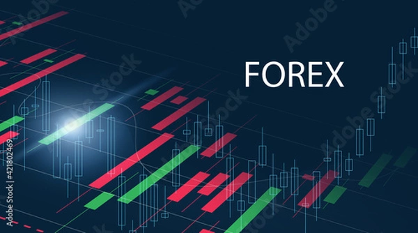 Fototapeta Forex trader stock market digital graph growth Internet Security information Data protection in trading broker account crypto currency exchange financial market, blue banner copy space background