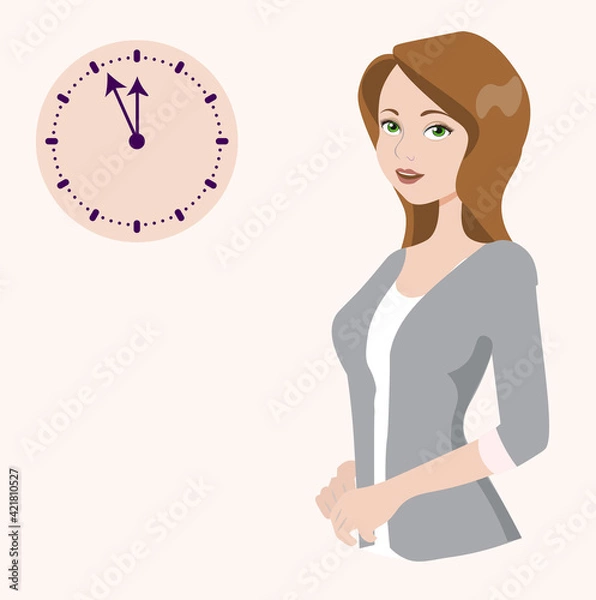 Obraz woman and wall clock