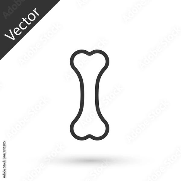 Fototapeta Grey line Dog bone icon isolated on white background. Pets food symbol. Vector