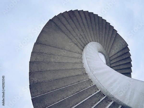 Obraz Brutalist spiral staircase with a view of the sky located in Warsaw, Poland